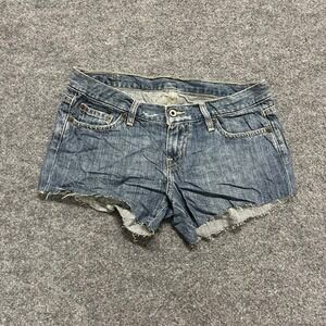 X2 Denim Laboratory Shorts Womens Size 10 Blue Cutoff Low Rise Raw Hem Casual